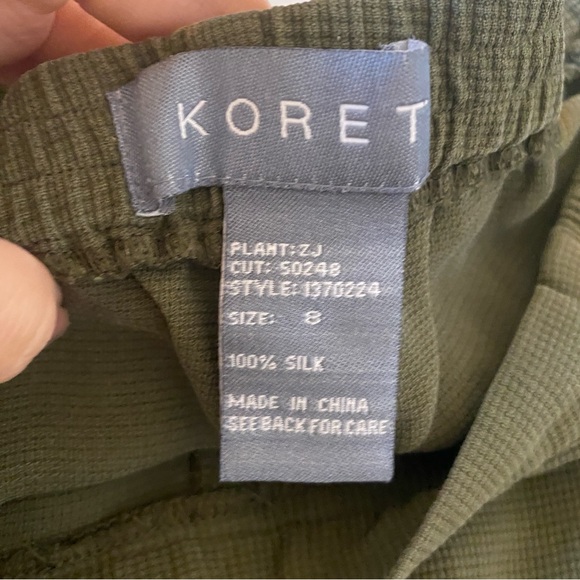 Koret 100% silk olive green moss pants - Picture 3 of 3